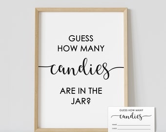 Guess How Many Candies Game: Minimalist Baby Shower (Digital Download)