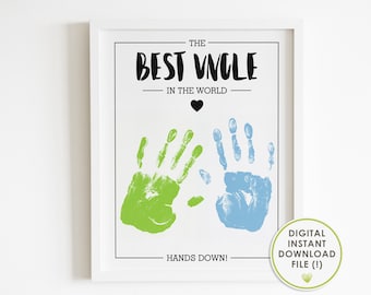 uncle gift, handprint art gift for uncle, father's day, printable, uncle christmas gift, handprints, DIY gift, from kids, instant download