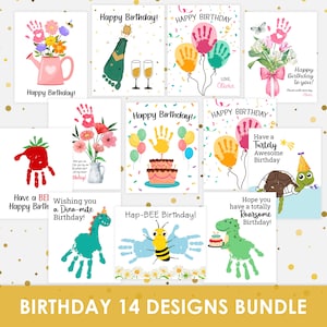 Geburtstags-Handabdruck-Kunsthandwerk, DIY-Kartengeschenk, vom Baby, BUNDLE, alles Gute zum Geburtstag, Erinnerung, personalisiert, Andenken, ausdruckbar, Sofortiger Download