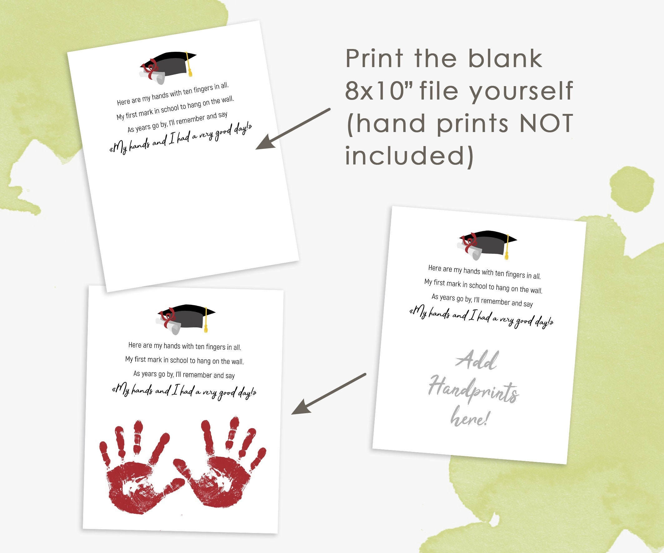 Handprint Art First Day of School Printable Kids Craft - Etsy