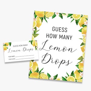 Lemons Bridal Shower Game: Guess How Many, Printable (Instant Download)
