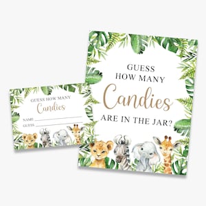 Safari Baby Shower Game: Guess How Many Candies (Printable, Instant Download)