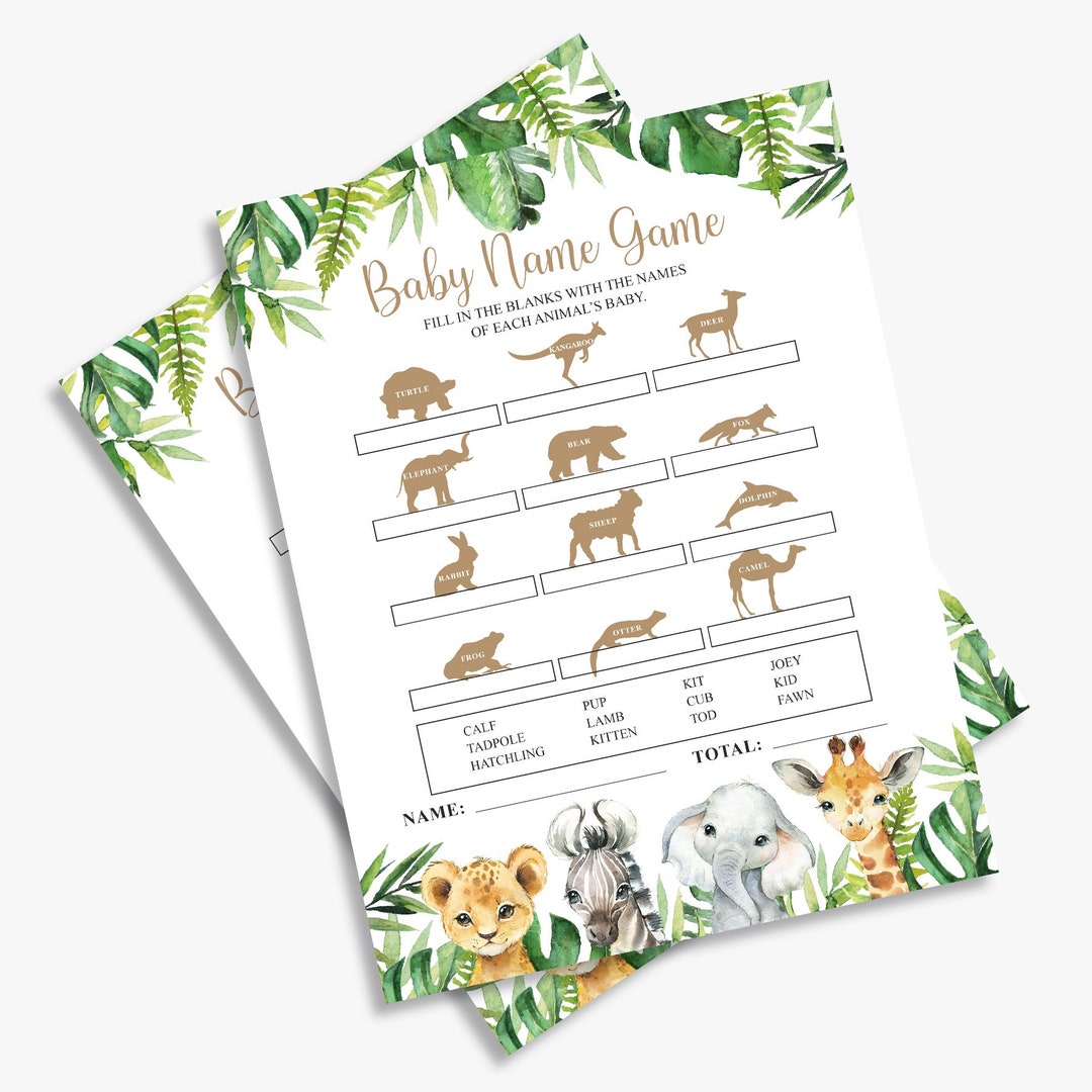 Baby Animal Names Game, Safari Baby Shower, Who is My Mama, Jungle