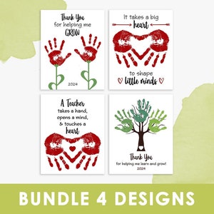 handprint art for teacher, bundle, DIY gift, craft for kids | toddlers, thank you teacher gift, preschool, kindergarten, instant download