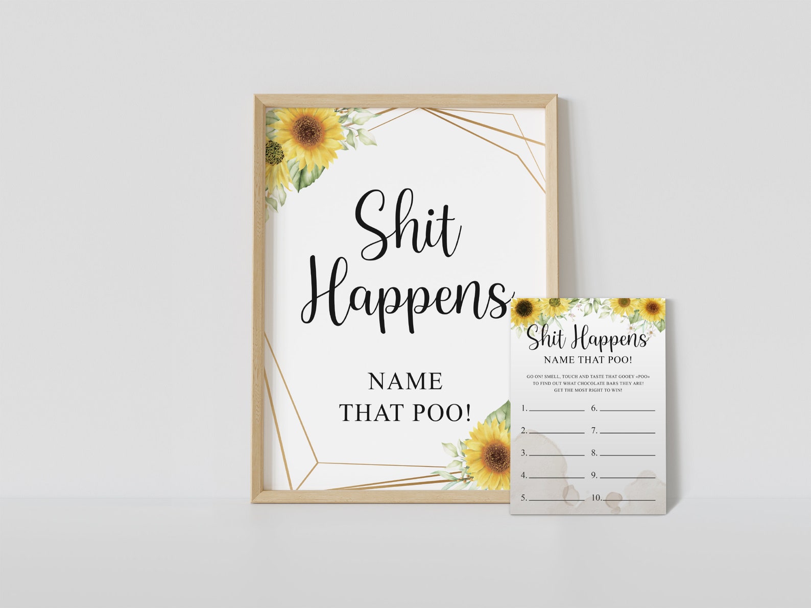 Shit Happens baby shower games sunflower funny baby shower Etsy España