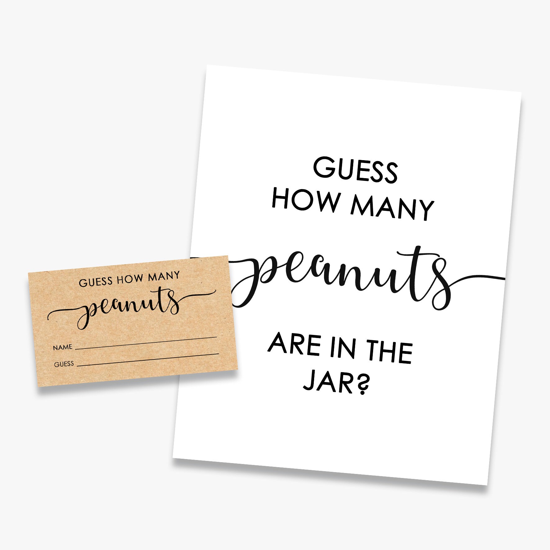 Guess how many peanuts are in the jar printable rustic baby Etsy