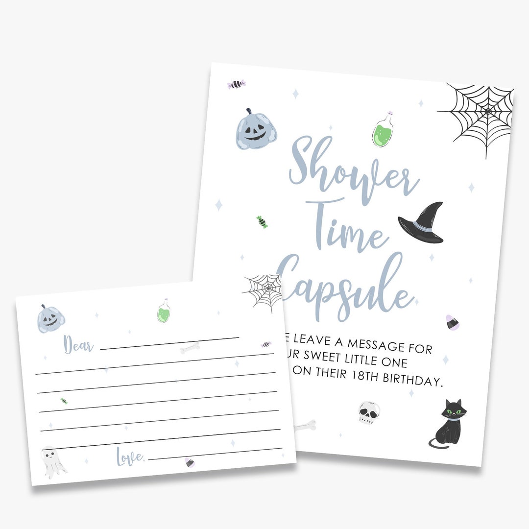Baby Shower Time Capsule, Sign Cards, Blue, Pastel Halloween, Baby Time ...