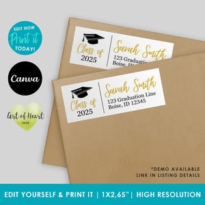 graduation announcement mailing label, editable DIGITAL DOWNLOAD file, graduation address labels