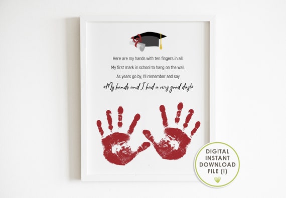 Handprint art first day of school printable kids craft | Etsy