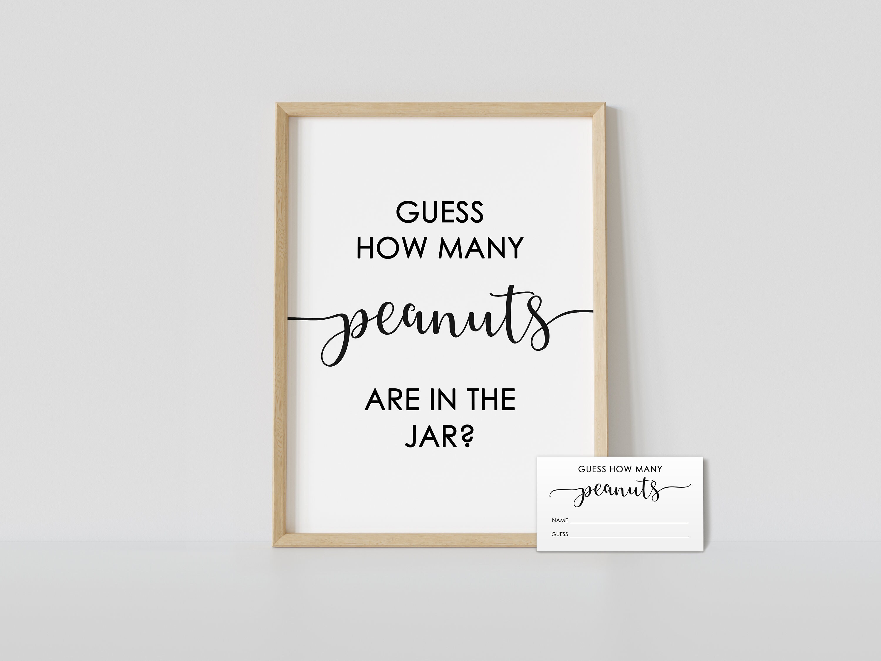 Guess how many peanuts are in the jar printable rustic baby | Etsy