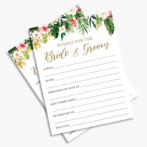 desejos para os noivos, tropical, cartão de conselhos para casamento, desejos para o casal, luau, para imprimir, download instantâneo