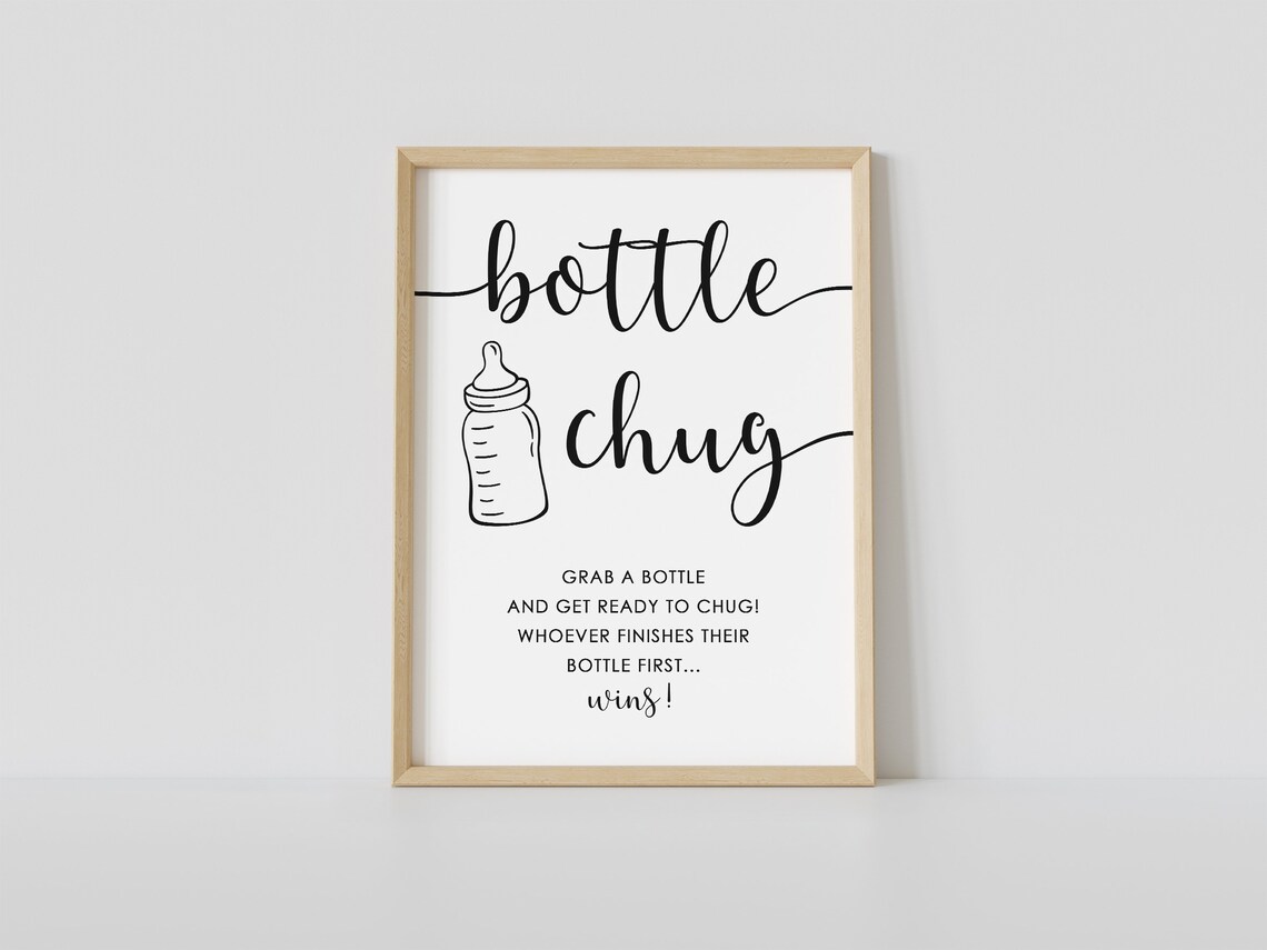 Bottle Chug Sign Game Rustic Baby Shower Baby Bottle Chug Etsy