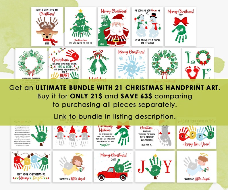 handprint christmas lights, kids crafts, merry & bright, printable, instant download image 6