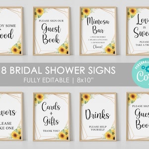 editable sunflower bridal shower sign, BUNDLE, yellow floral, table sign, rustic, sunflowers, printable, instant download
