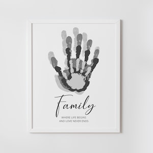 family handprint art craft, kids baby keepsake ideas, printable, instant download