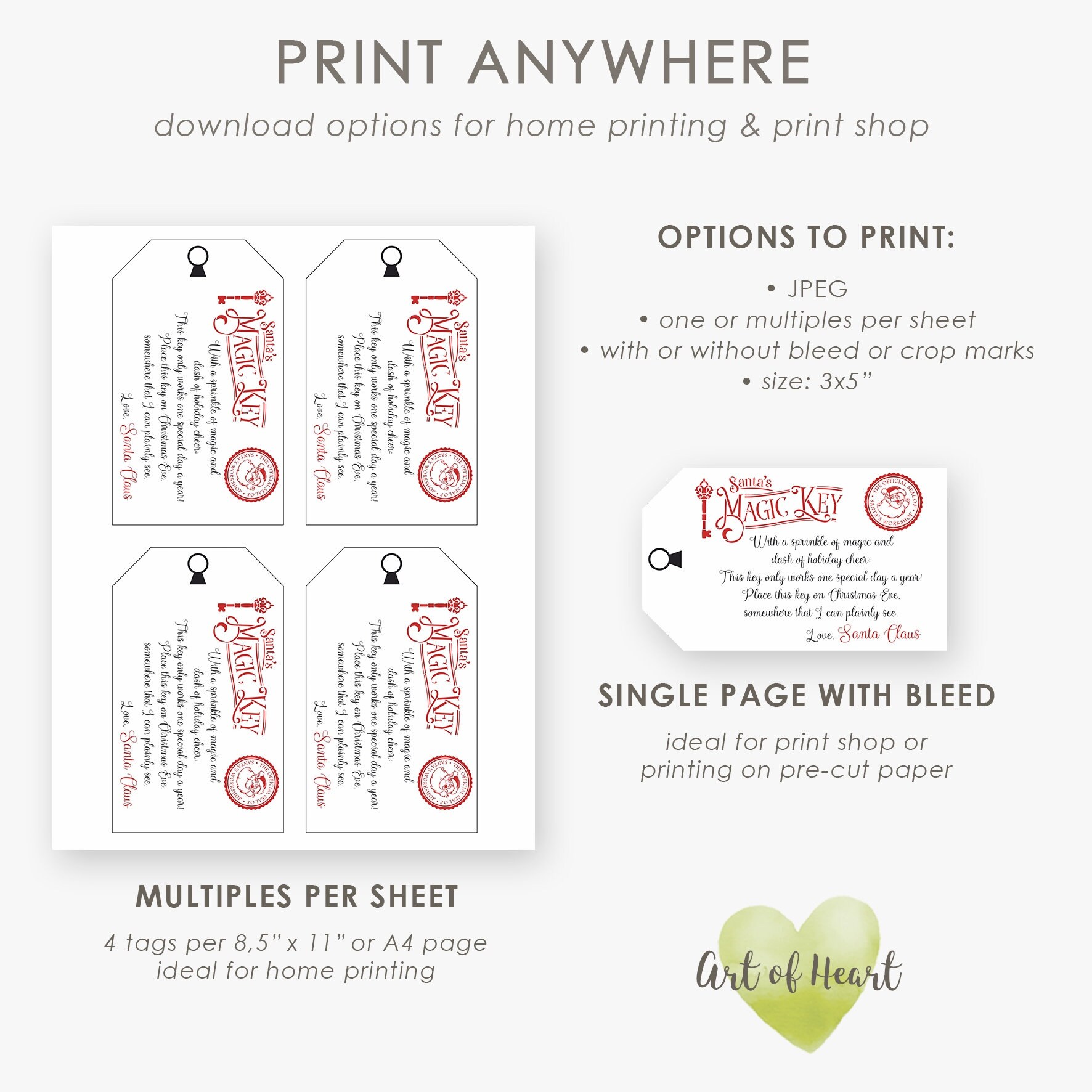 Printable Santa Magic Key Tag Handmade Christmas Key Tag Etsy UK