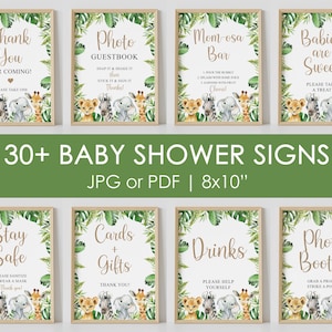 safari baby shower party signs, BUNDLE, gender neutral, baby shower sign, jungle, printable, INSTANT DOWNLOAD