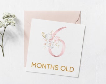 Jalon bébé fille, Cartes Jalon bébé floral rose, Fête prénatale | Nouveau cadeau pour bébé, cartes de mois de bébé, imprimables, téléchargement immédiat