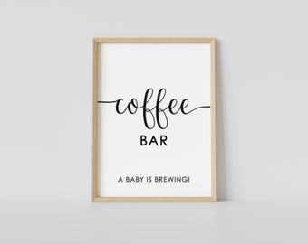 Coffee Bar Sign: Minimalist Baby Shower Decor (Printable Digital Download 8x10 inches )