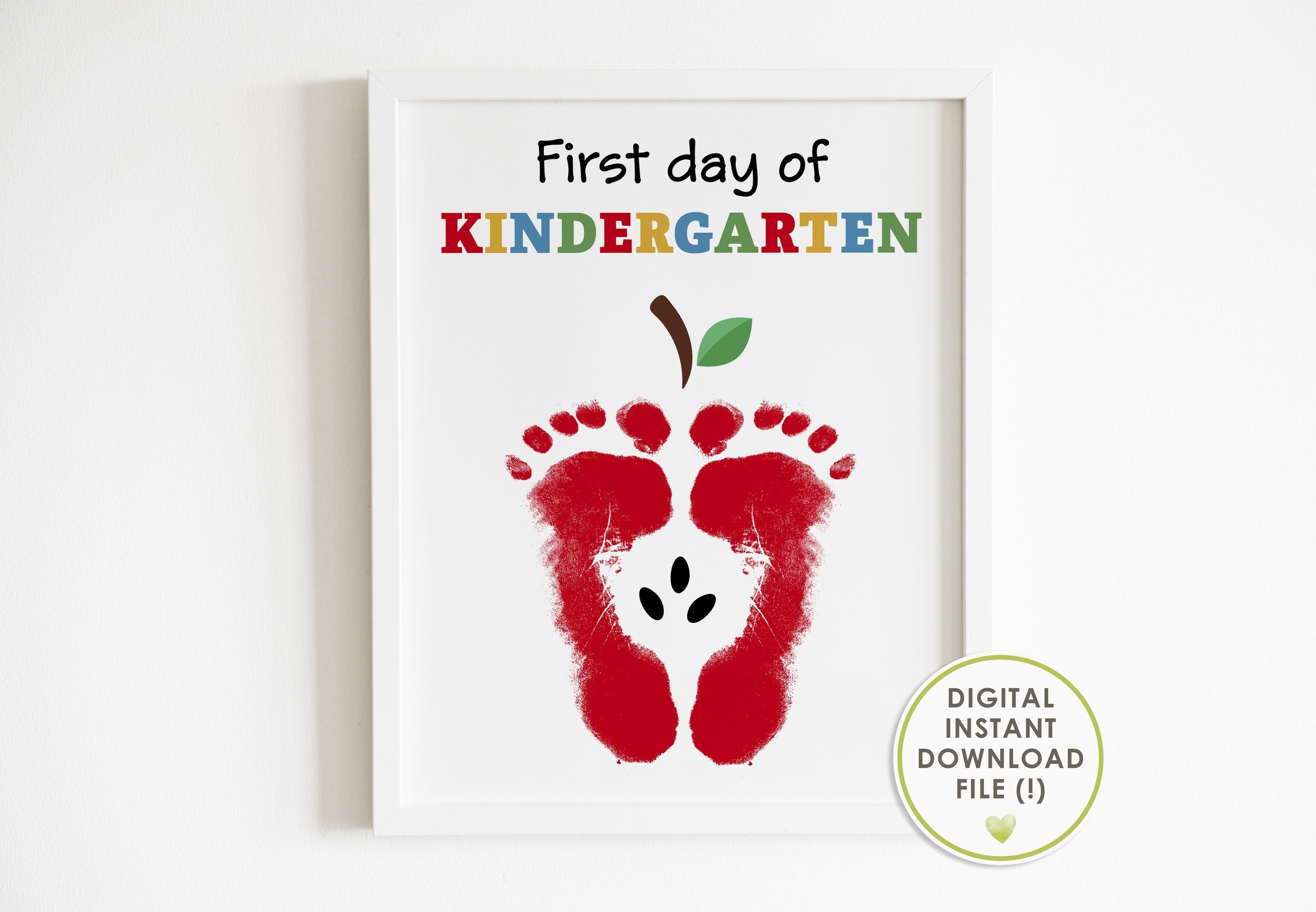 DIY Craft Footprint Art First Day Of Kindergarten Printable Etsy