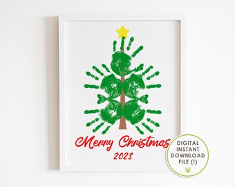 christmas tree handprint art, Handprint Christmas Craft, Christmas Keepsake, christmas kids craft, christmas kids activities printable