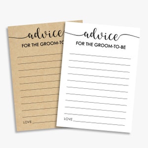 tarjeta de consejos para el futuro novio, despedida de soltera rústica, deseos para el novio, kraft + blanco y negro, imprimible, descarga instantánea