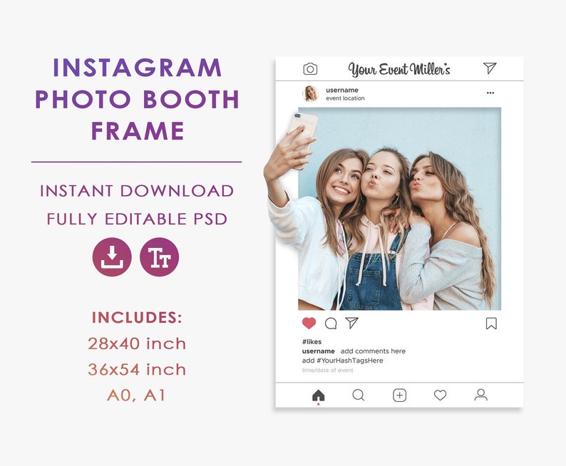 Customized Instagram Frame Social Media Props Instagram Etsy