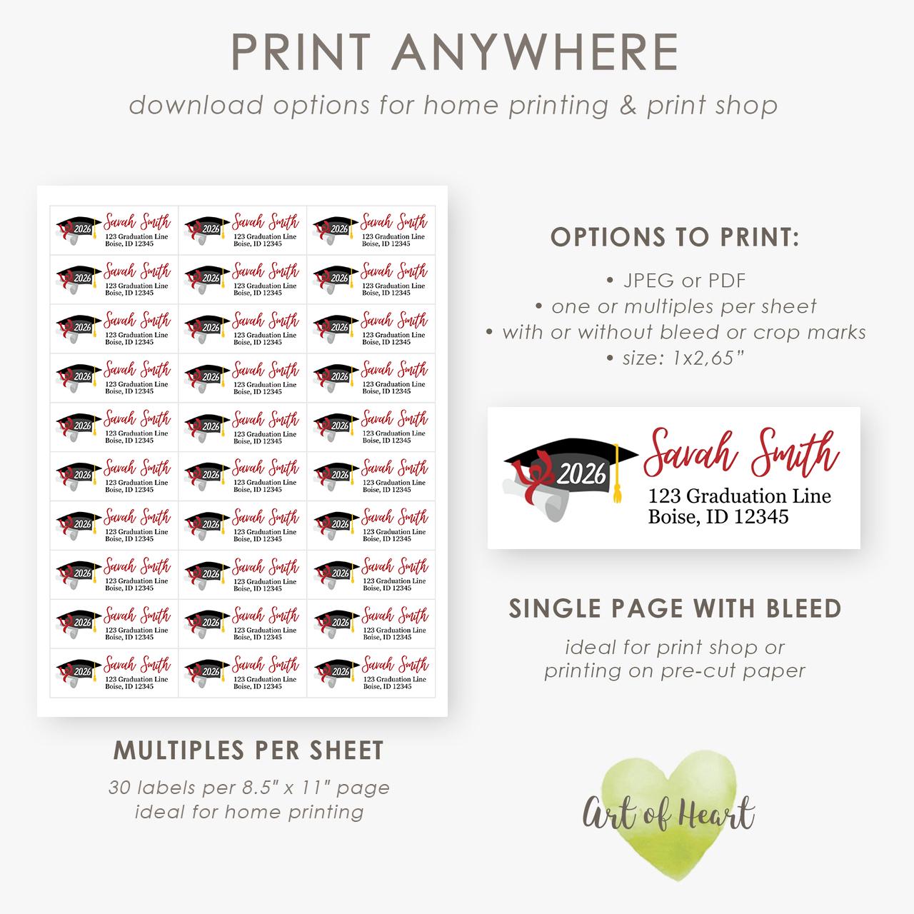Graduation Musicaddress Labels Graduation Address Labels, Class of 2026 Return Address Labels ...