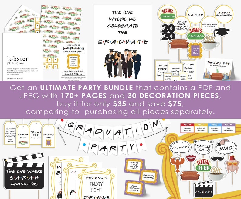 Graduation invitation friends theme graduation party Etsy