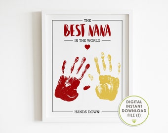 nana gift, handprint art, gifts for nana, handprint craft, nana mothers day gift, INSTANT DOWNLOAD file