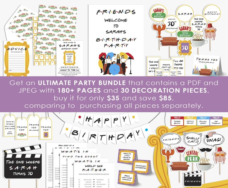 Friends invitation template friends theme birthday party | Etsy