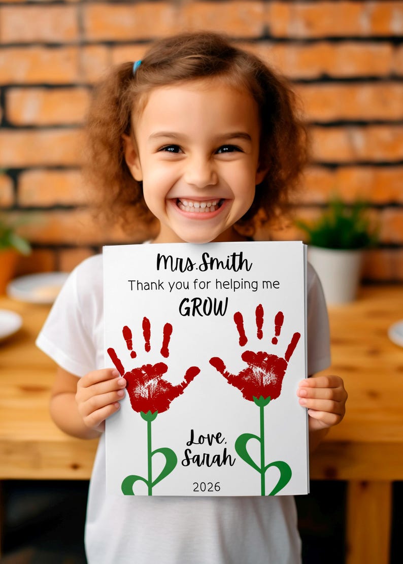 Thank You for Helping Me Grow, Handprint Art Craft, Kids Keepsake ...