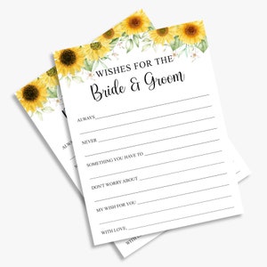 deseos para los novios, girasol, tarjeta de consejos de boda, deseos para la pareja, girasoles, imprimible, descarga instantánea