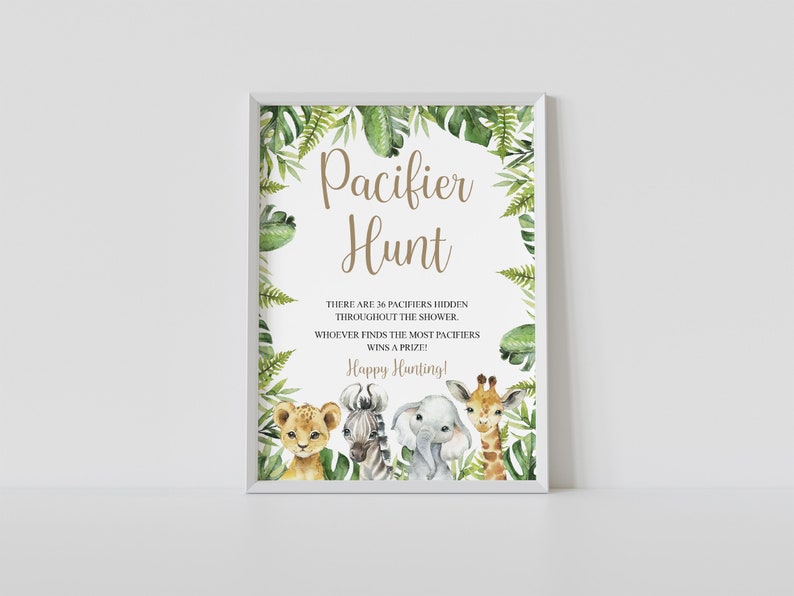 Hunting Pacifier Pacifier Hunt Game, Safari Baby Shower, Pacifier Hunt Game, Jungle ...