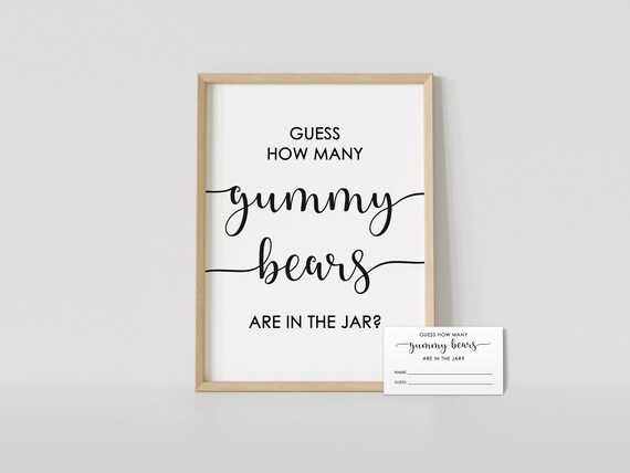 Guess How Many Gummy Bears Are in the Jar Baby Shower Game - Etsy