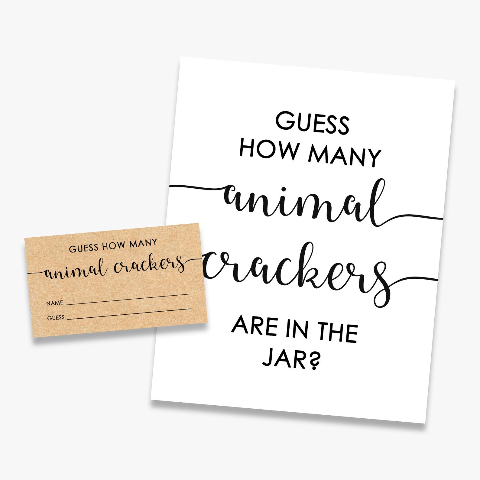 Guess How Many Animal Crackers in the Jar Rustic Baby Shower Etsy