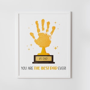 Trofee handafdruk kunstambacht, Vaderdagcadeau, voor vader, van kinderen, The Best Dad Ever, aandenken, afdrukbaar, instant download