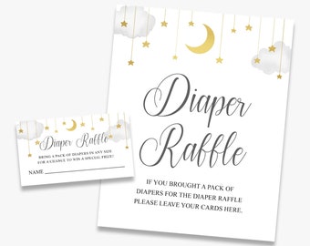 Diaper Raffle Ticket and Sign, twinkle twinkle little star baby shower, Diaper Raffle Invitation Insert, printable, instant download