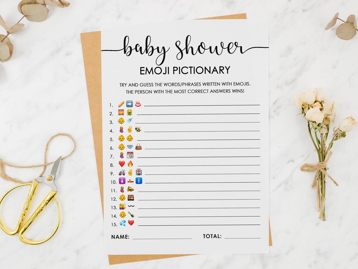 Baby Emoji Pictionary Game Minimalist Baby Shower Emoji | Etsy