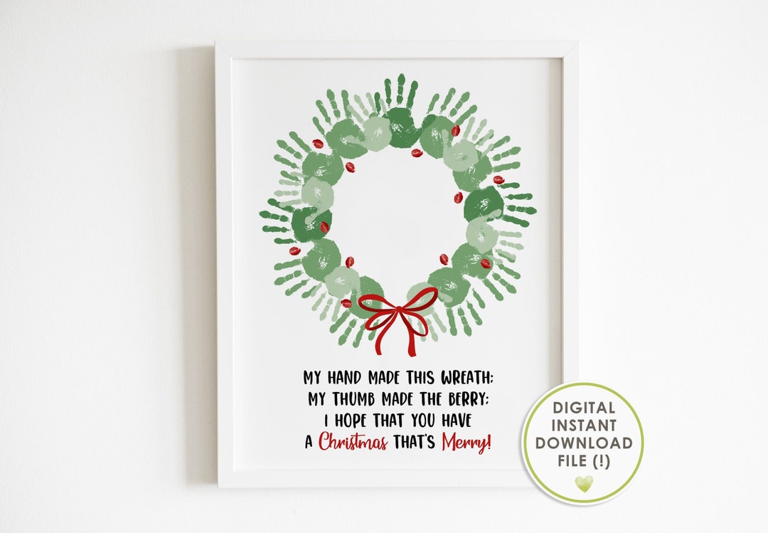 Handprint Art, Christmas Wreath Poem, Diy Postcard, Craft Gift From ...