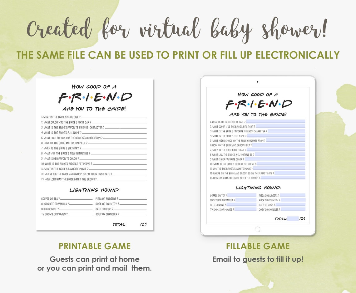 Friends Theme Party Game Friends Birthday Friends Themed Etsy