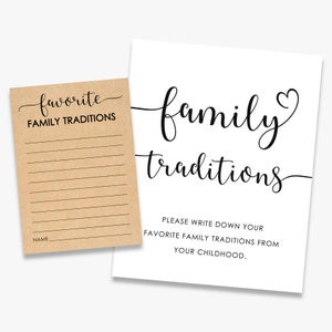 Familientraditionen Karten und Schild, rustikale Babyparty, Kraft, Lieblingsfamilientraditionen, Herbst-Babyparty, printable, sofort-Download
