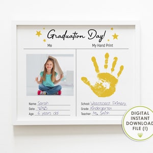 kindergarten graduation, keepsake sign, handprint art, kindergarten graduation diploma, instant download