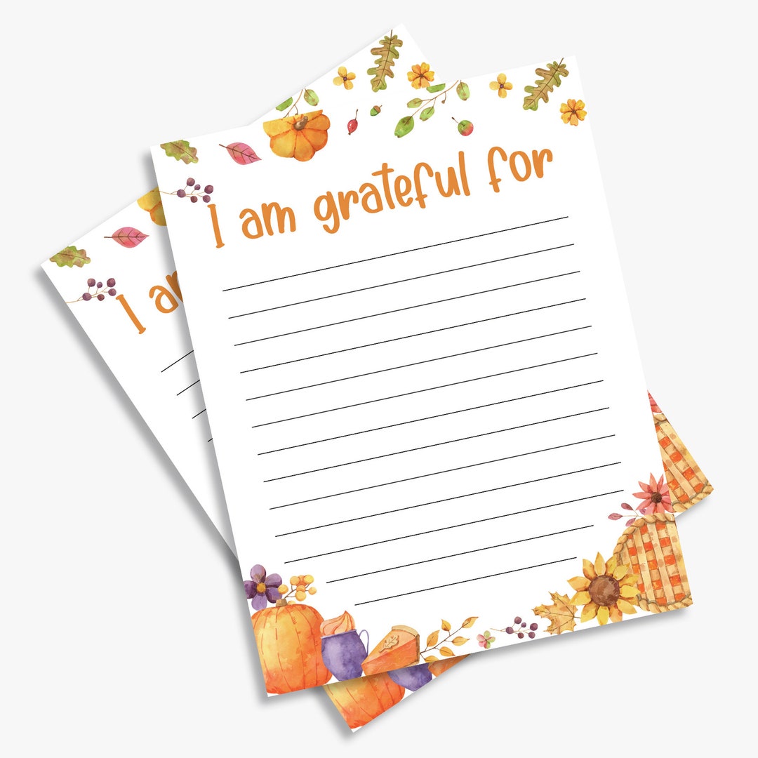 I Am Grateful For Printable Thanksgiving Cards for Adults - Etsy
