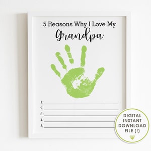 grandfather gift, christmas gift for grandfather, handprint art, grandpa gift, from granddaughter, printable, instant download