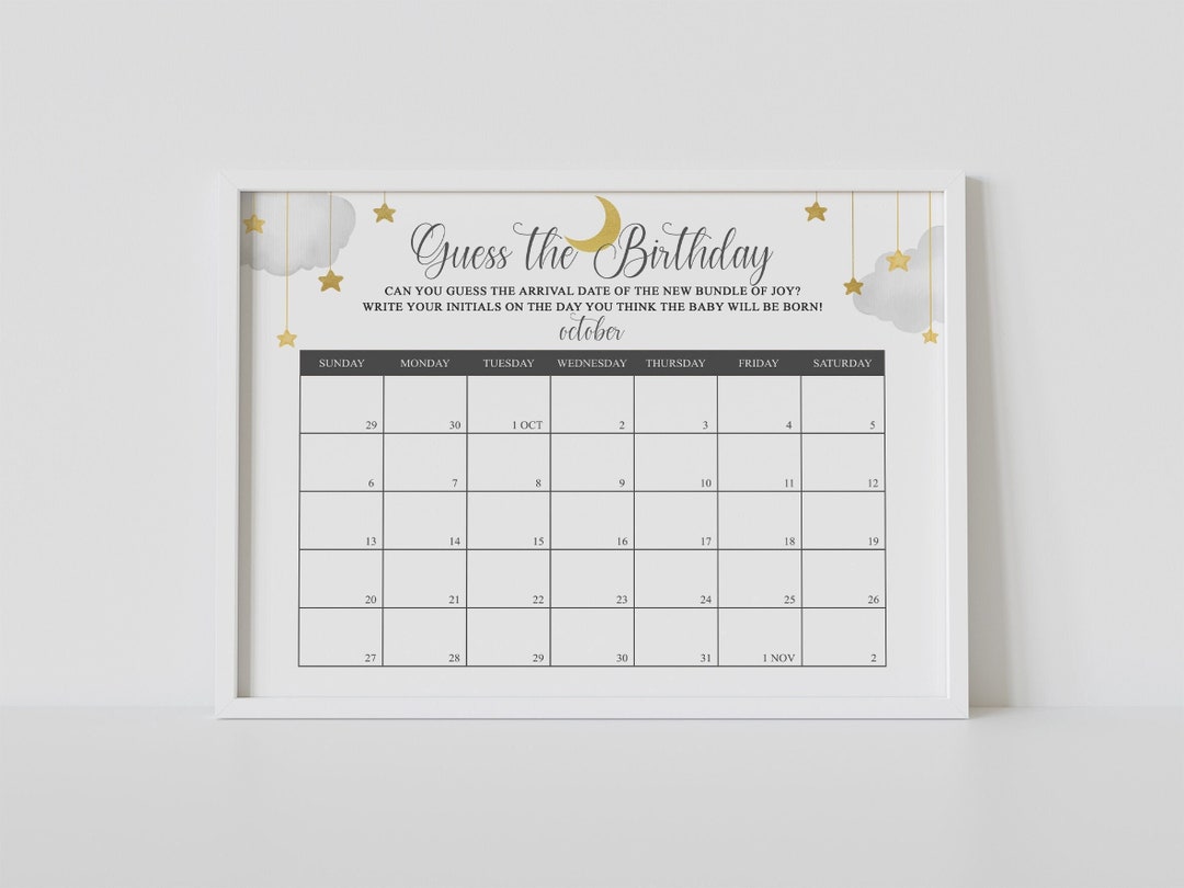 Guess the Birthday, Twinkle Twinkle Little Star, Baby Due Date Calendar ...