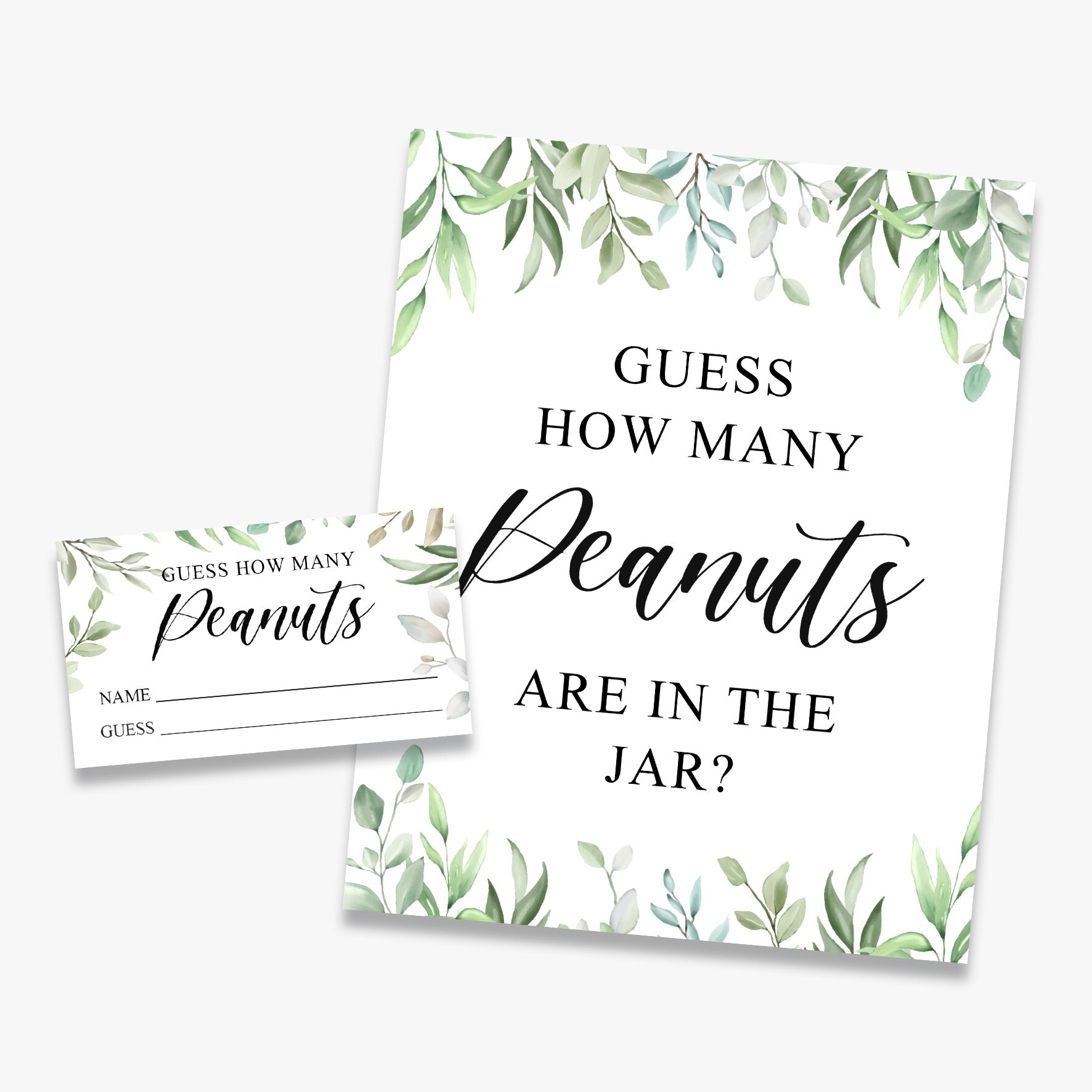 Guess How Many Peanuts Are in the Jar Greenery Baby Shower Etsy