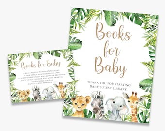 Libros de señalización para bebés + tarjetas, letrero de safari para baby shower, jungla, imprimible, descarga instantánea
