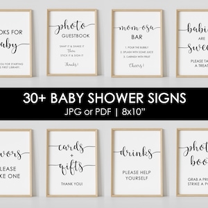 30+ Babyparty Zeichen, BUNDLE, geschlechtsneutral, minimalistisch, Babypartyschild, einfach, schwarz & weiß, bedruckbar, INSTANT DOWNLOAD