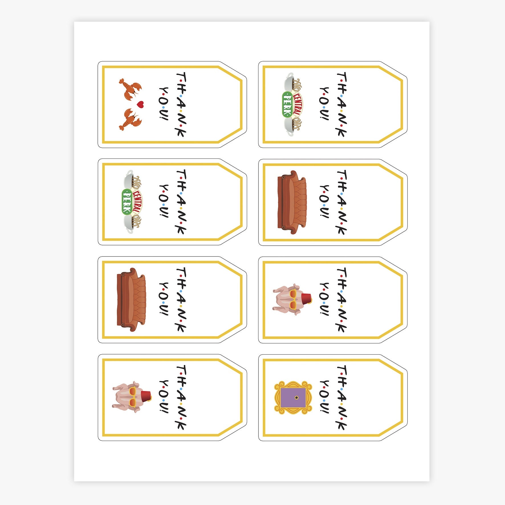 Friends favor tag Thank you tags Friends themed party Etsy